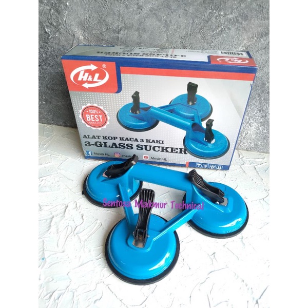 H&amp;L HL Kop Pengangkat Kaca 3 Kaki Jaw Glass Suction Sucker