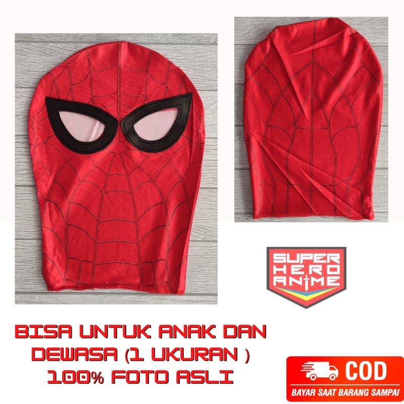 Topeng Spiderman Anak Dewasa Bahan Kain Cosplay Spider Merah Import