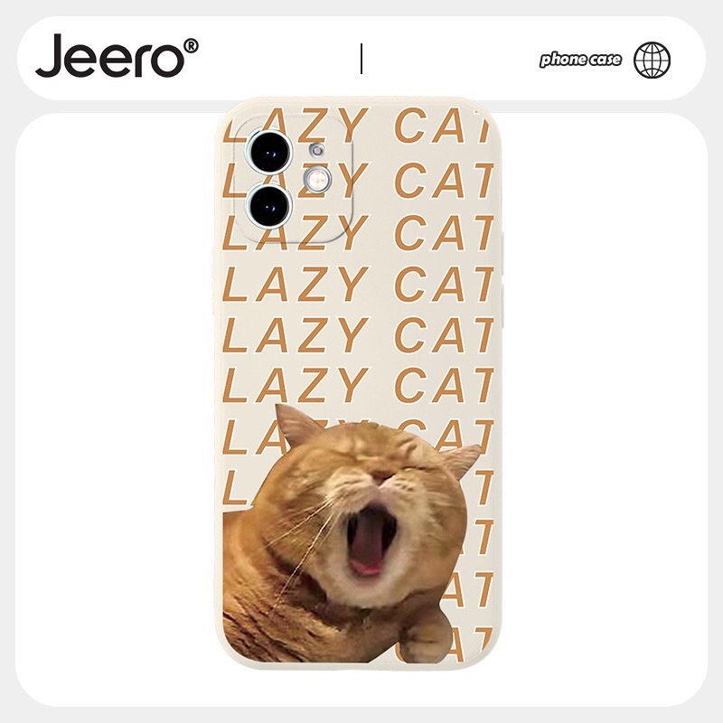 JEERO iPhone 12 Premium Silicone Soft Case Couple Lazy Cat Kucing Lucu Cute Funny Aesthetic Shockpro
