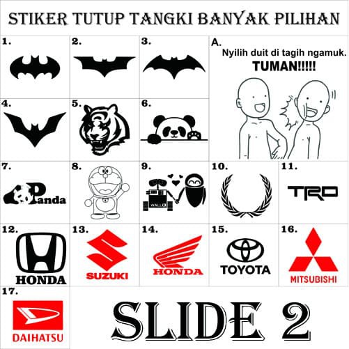 STICKER STIKER TUTUP TANGKI MOBIL LOGO UNIK LUCU