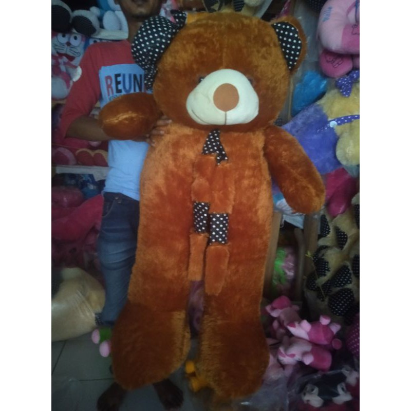 terbaik Boneka super jumbo teddy bear syal topi 1,1meter