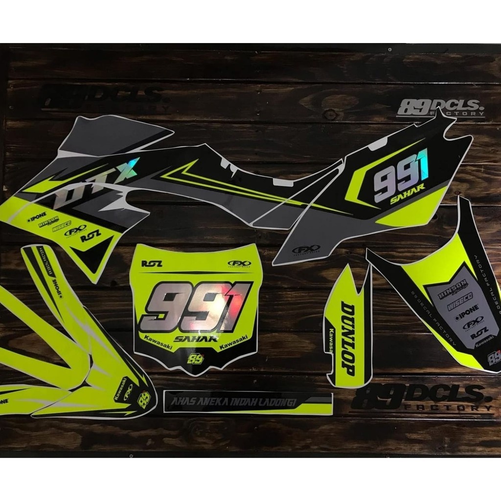 DECAL KLX  / DECAL CRF / SUPERMOTO / GORDON WARNA KOMBINASI KUNING STABILLO  KODE KANAYA-017
