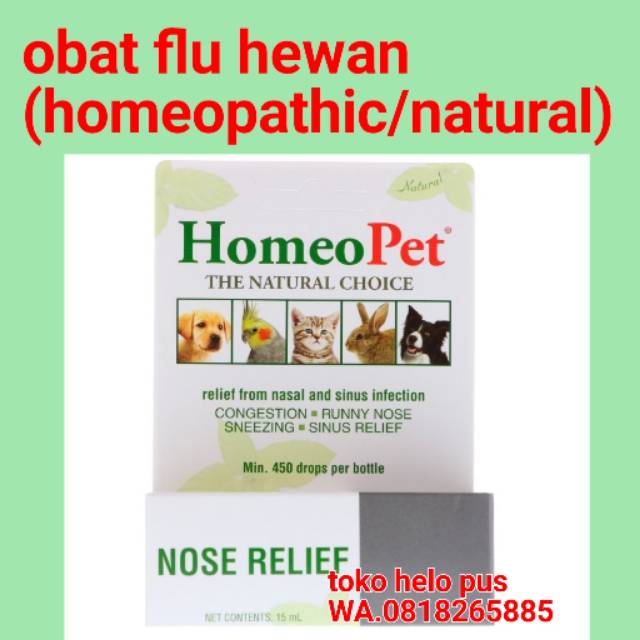 Homeopet Nose Relief Cat Dog Rabbit Bird Homeo Pet Obat flu anjing kucing kelinci burung