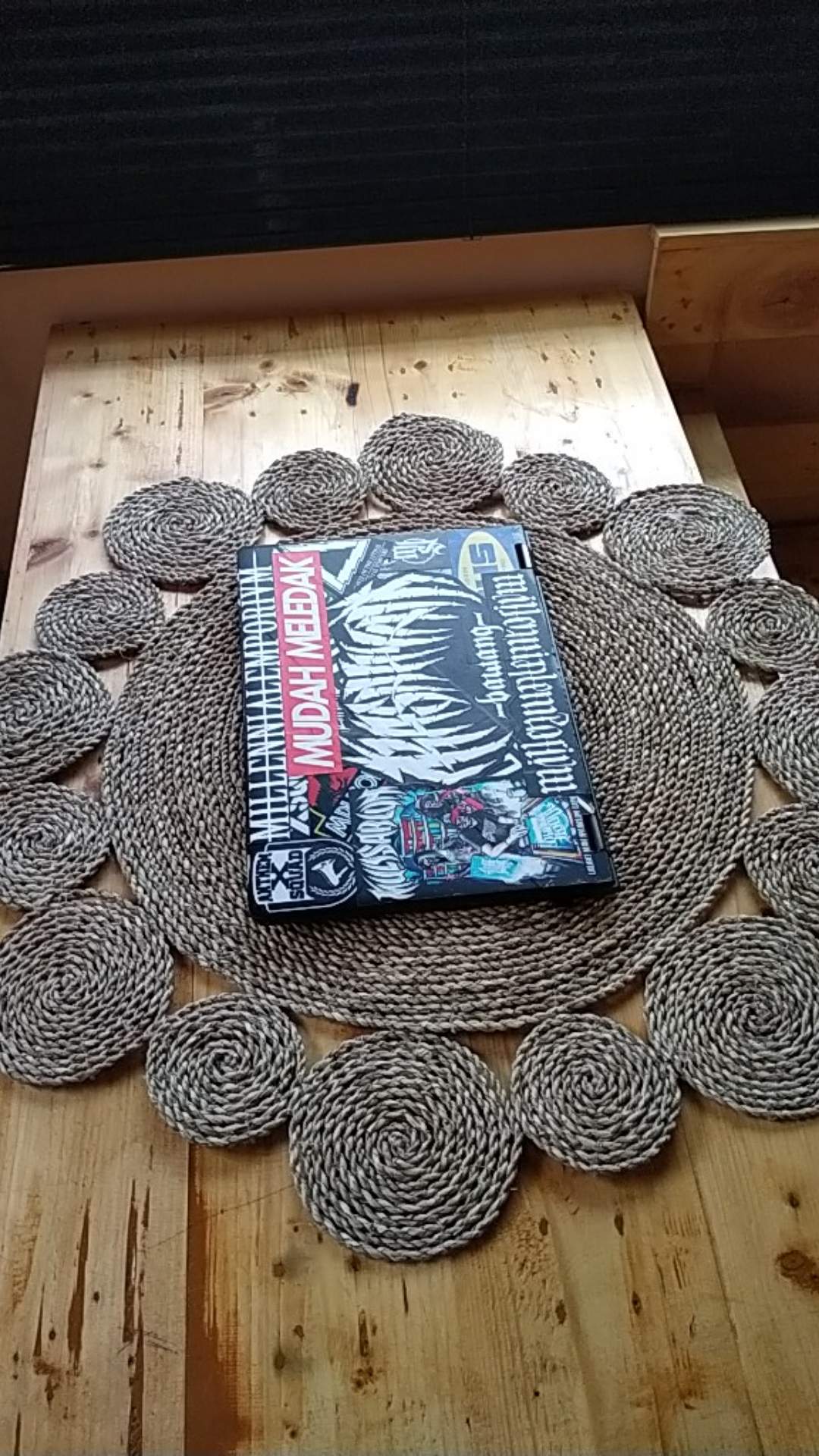 Rug Seagras Matahari D70 Cm/ Karpet Bulat Anyaman/ Dekorasi Boho / Alas Tikar