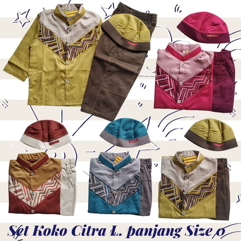 Setelan Busana Muslim Anak Laki Laki Koko Lengan Panjang Citra Kids Usia 2 3 4 5 6 Tahun