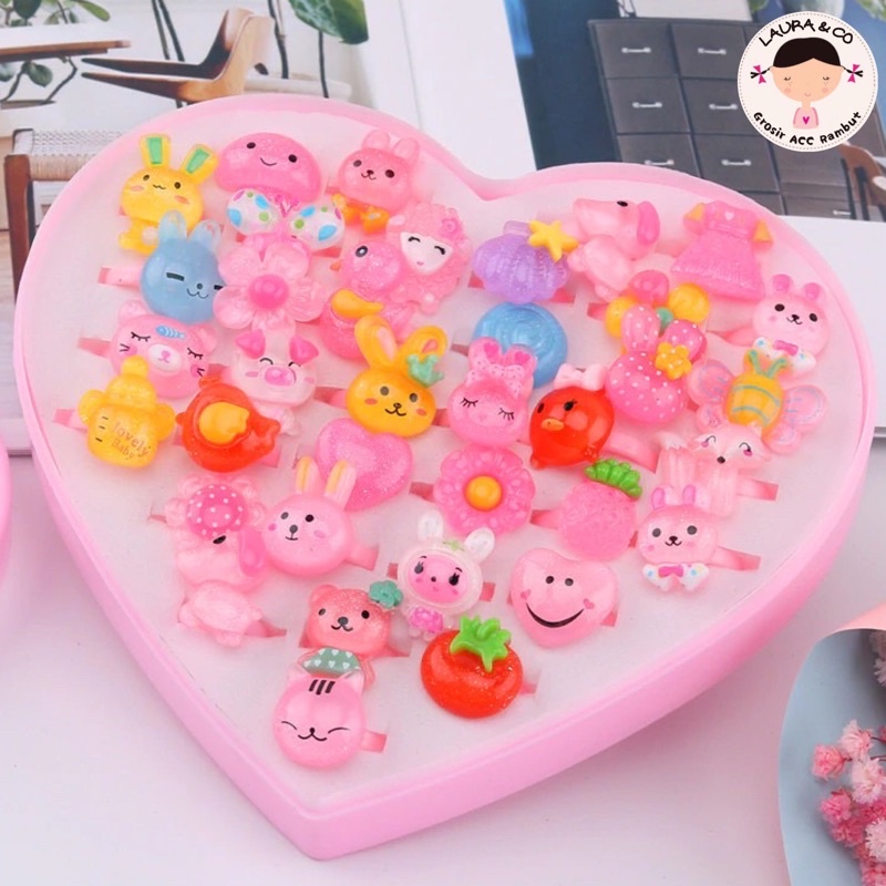 Cincin Anak Box Love 36pc Karakter Grosir