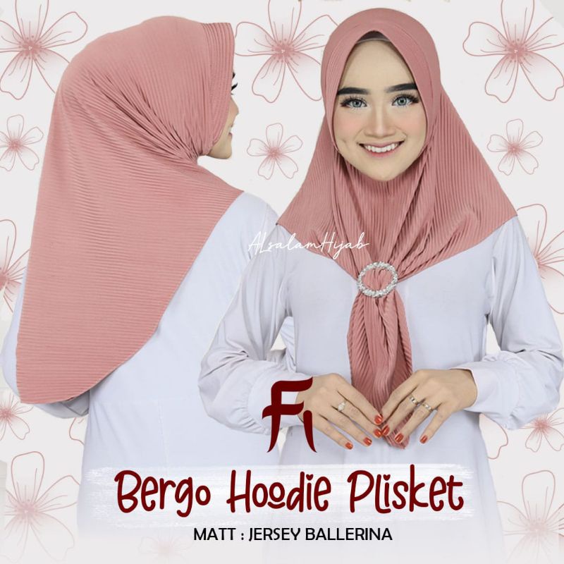 (ORIGINAL FI HIJAB 101) bergo hoodie plisket ped jersey free gesper premium | bergo instan plisket |