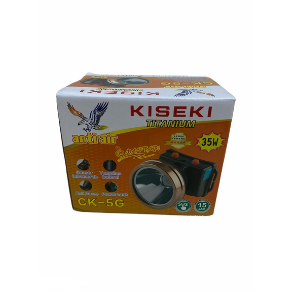 Kiseki Senter Kepala LED Super Terang Lithium CK 5G LED 35 Watt LAMPU PUTIH FREE