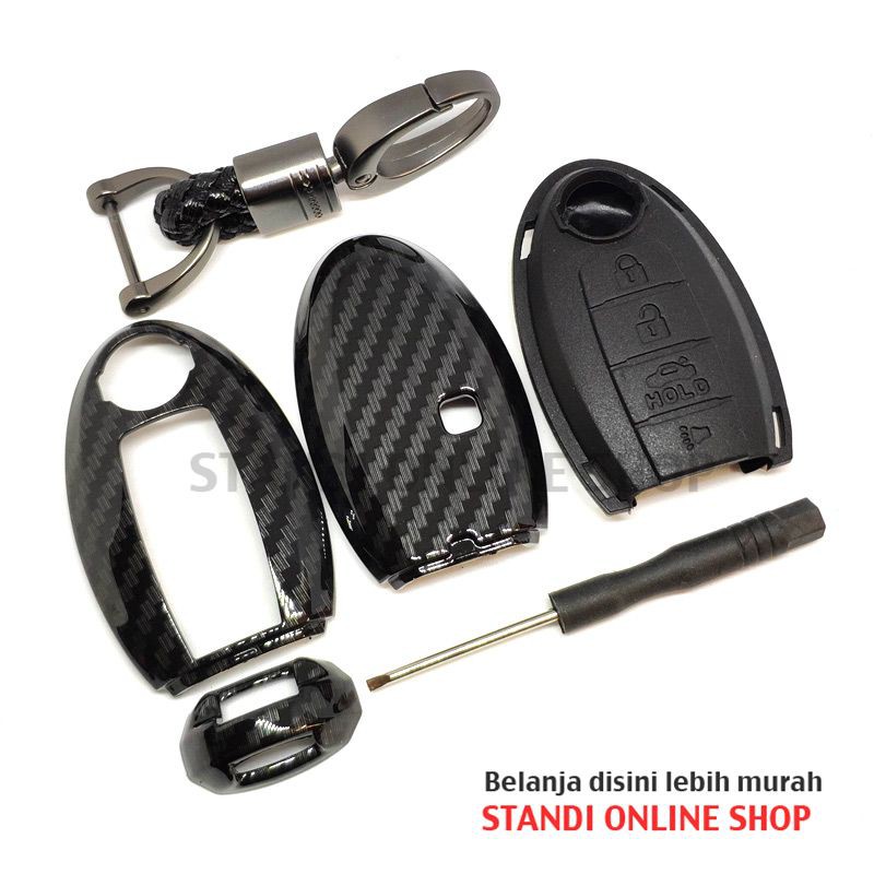 Cover Smartkey Sarung Kunci Nissan All New XTrail T32 Carbon Hitam