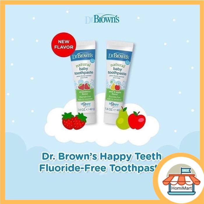 homimart I DR BROWNS Natural Baby Toothpaste Fluoride Free (Pasta Gigi  Anak Bayi 40gr)