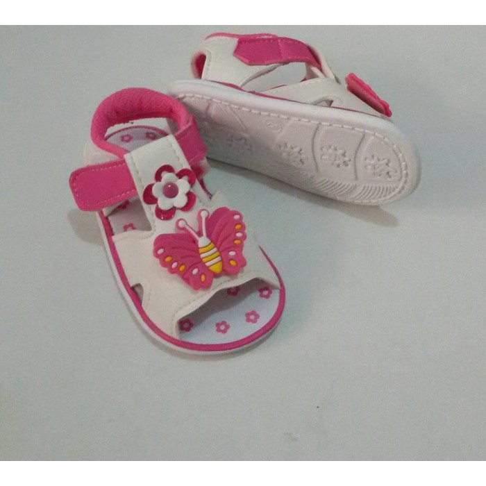 EXCLUSIVE sepatu sandal babykiddies Kupu bunga PINK Fanta BUNYI TERLARIS 009