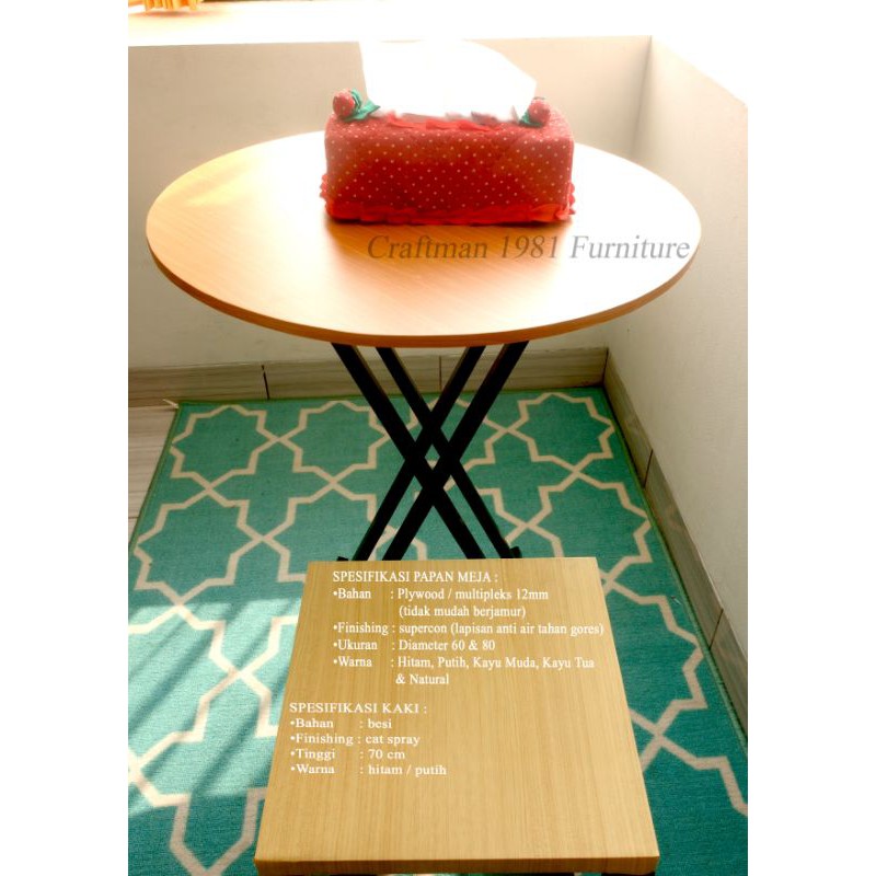 Meja Lipat Bulat Meja Makan Bulat Round Table Meja Cafe Minimalis Modern