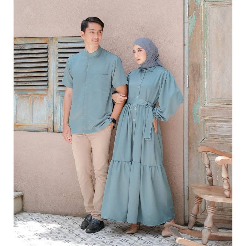 Gamis couple alaya (NO HIJAB ) / gamis couple pasangan / couple muslim / kapel muslim kondangan