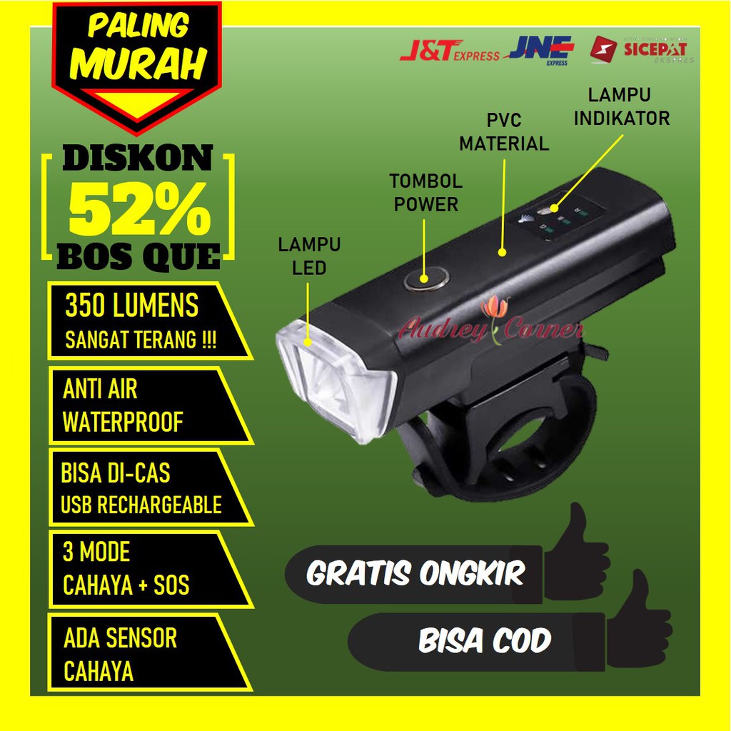 Taffled Lampu Depan Sepeda Sepedah Depan Belakang Led Minion Dewasa Perempuan Mtb Lipat Exotic Hj047