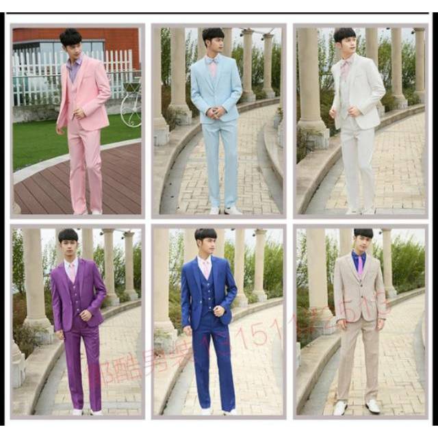 TB 729 01 Setelan Jas Pengantin Pria Putih Import 7 warna Murah