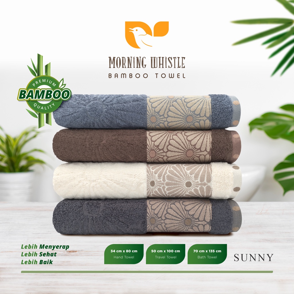 HB Morning Whistle Bamboo Sunny Handuk Mandi 3 Ukuran / Standard 70 x 135 cm / Medium 50 x 100 cm / Sport 34 x 80 cm by Terry Palmer