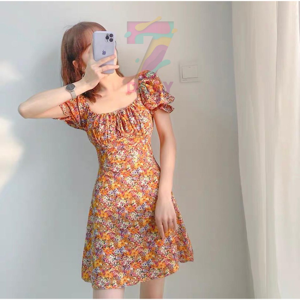 Dress Wanita - Dress Party Wanita Lengan pendek import #Liana - Orange