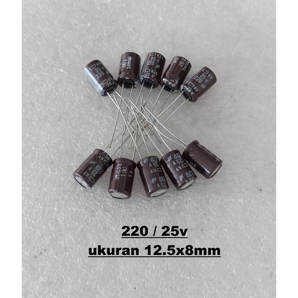 Capacitor Elco 220uf 25v 12.5x8 10pcs