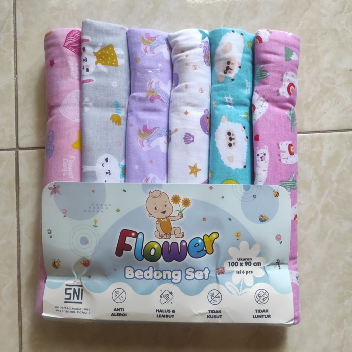 Bedong Bayi Jumbo Motif 6 pcs Laki-laki Perempuan Kain Bedongan Bayi SNI isi 6 pcs 100 x 90 cm Perlengkapan Bayi Baru Lahir Newborn