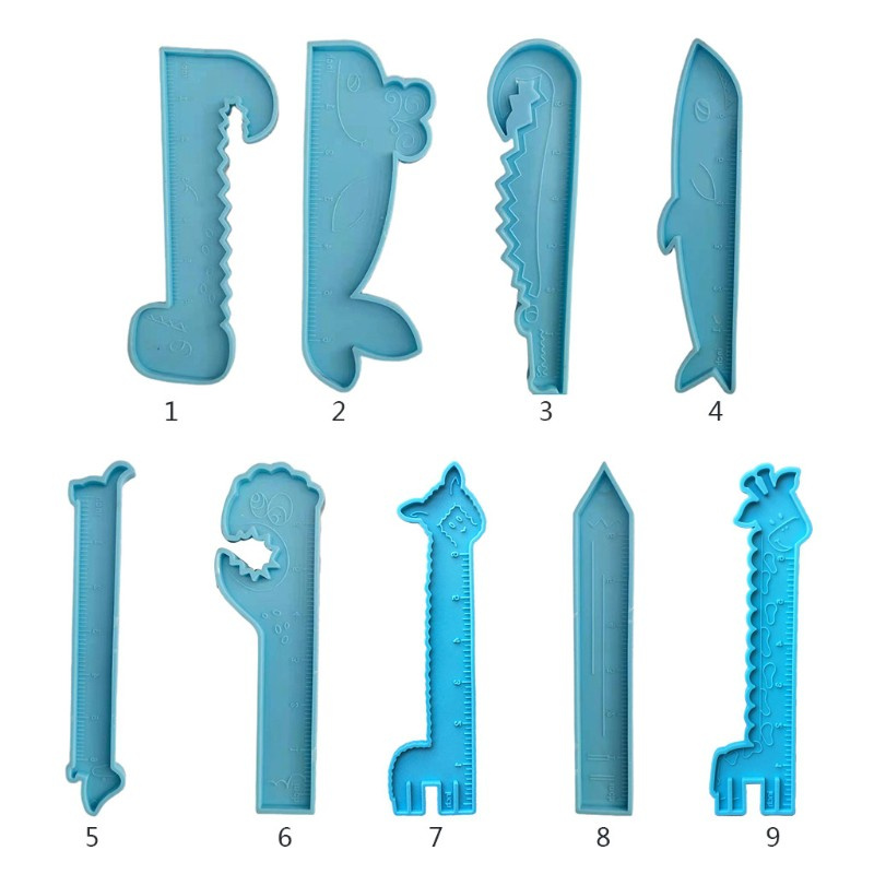 Glitter Cartoon Animal Shape Ruler Casting Silicone Mould DIY Crafts Making Tool Epoxy Resin Mold