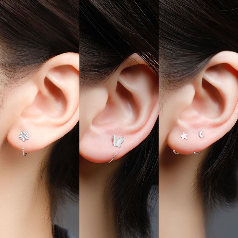 Perhiasan Anting S925 Sterling Silver Bentuk Kupu-Kupu Hati Gaya Korea Untuk Wanita