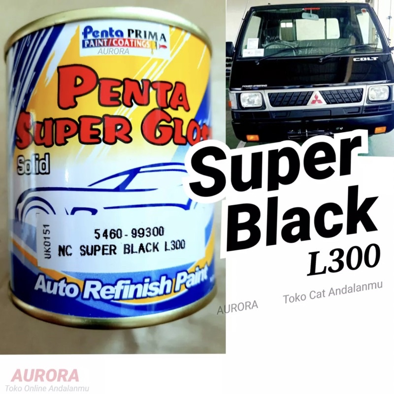 Cat Penta Super Gloss NC Super Black L300 Hitam Gloss 200ml Mobil Mitsubishi Pick up / Mengkilap Duc