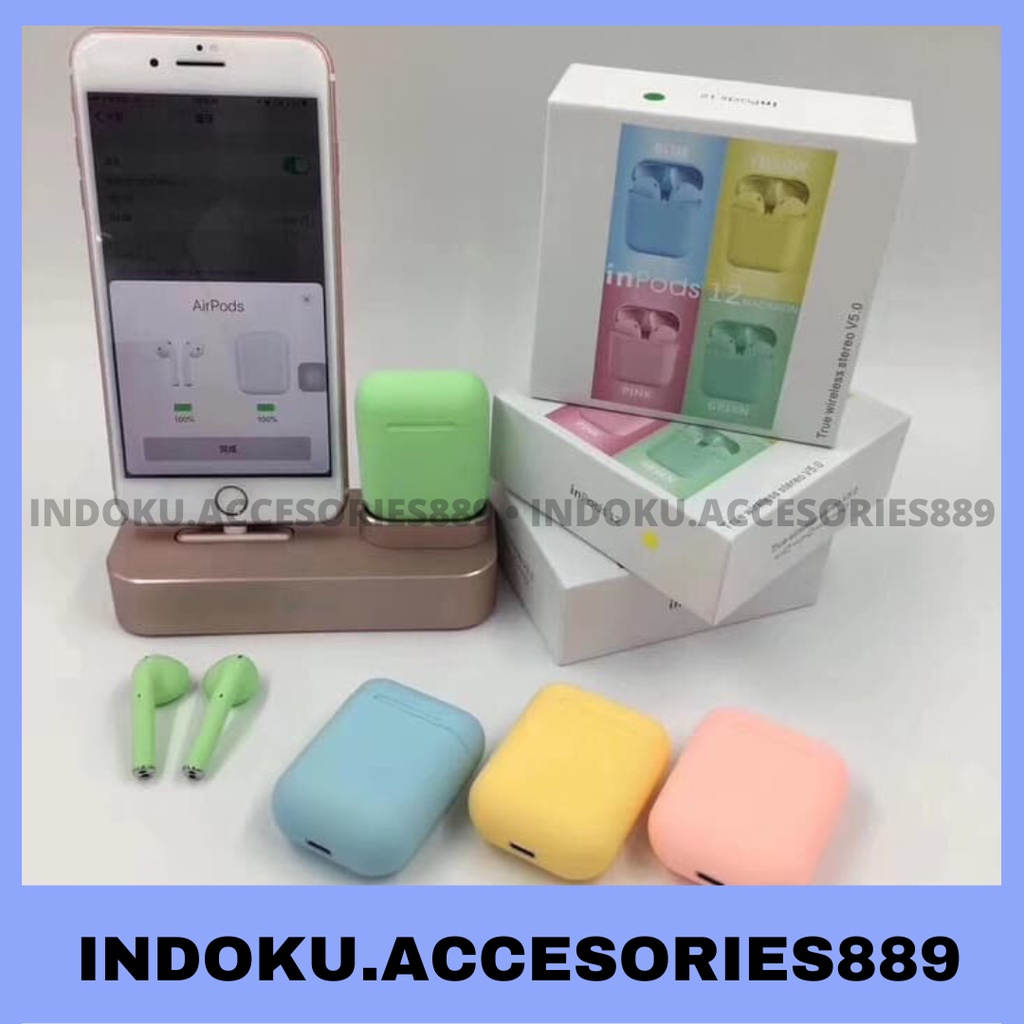 i12 macaron tws Color Bluetooth Headset Sport 5.0 Garansi 2 Minggu Kualitas Bagus