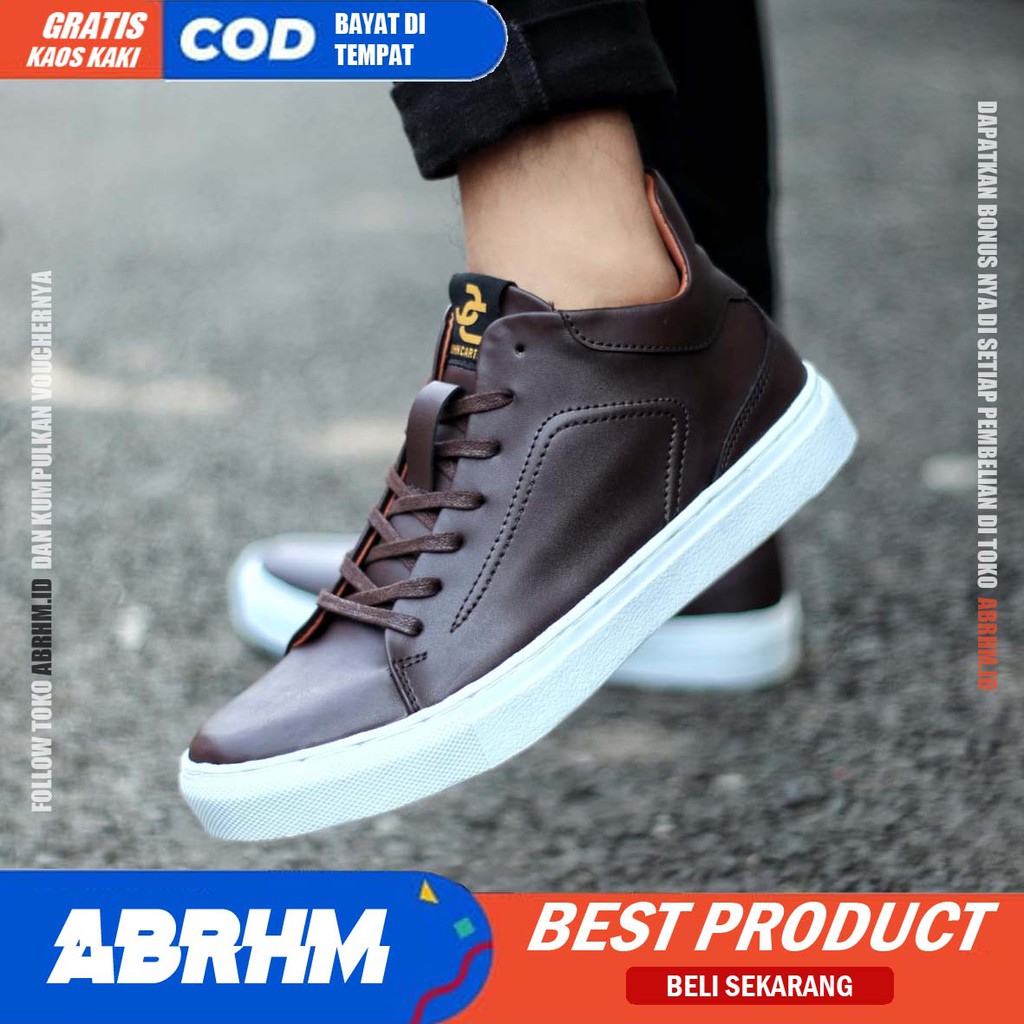 ABRHM x JHON HIGH Sepatu Kasual Pria Sepatu Pria Casual Kulit Pu Sepatu Kerja Kantor Semi Formal Kuliah Kondangan Gaya keren Kekinian Murah Terlaris