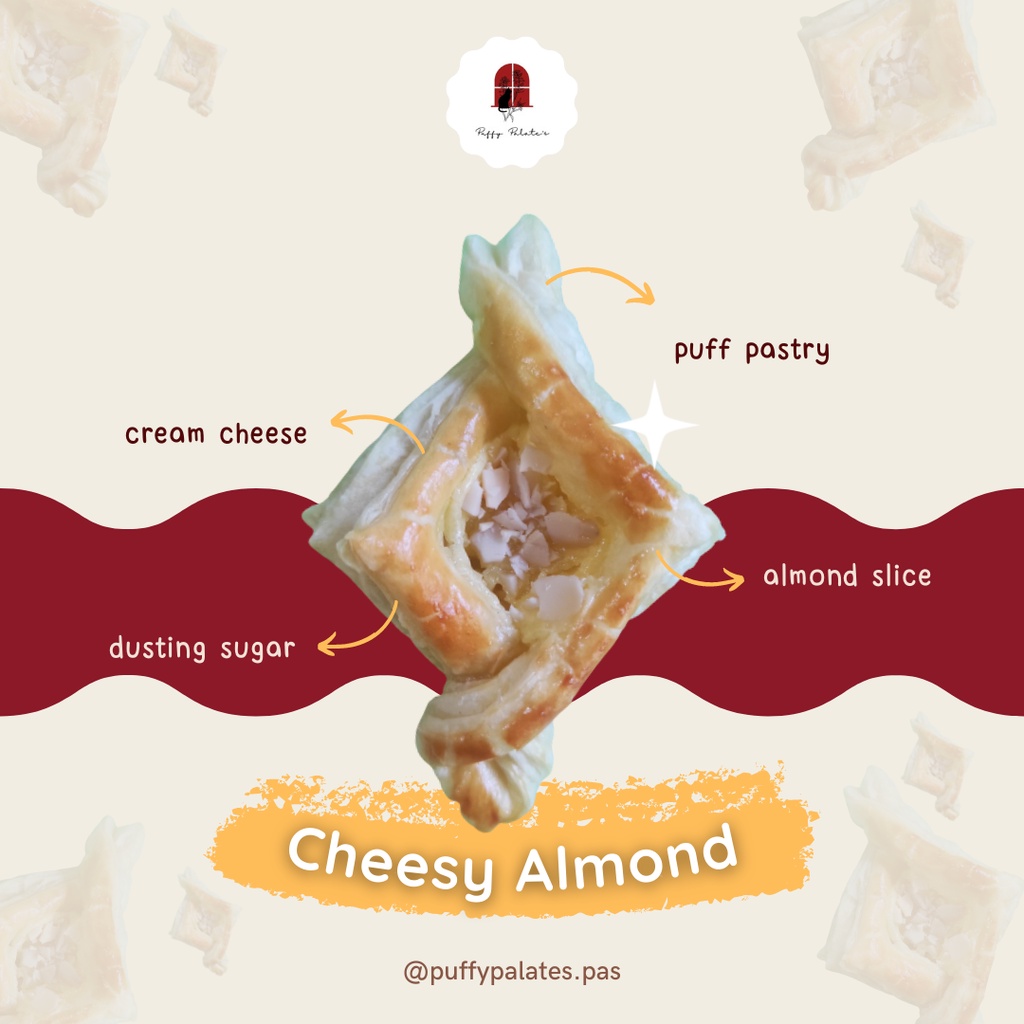 

Kue Cemilan Oleh-Oleh Puff Pastry Sweet Sensation by Puffy Palate's - Cheesy Almond
