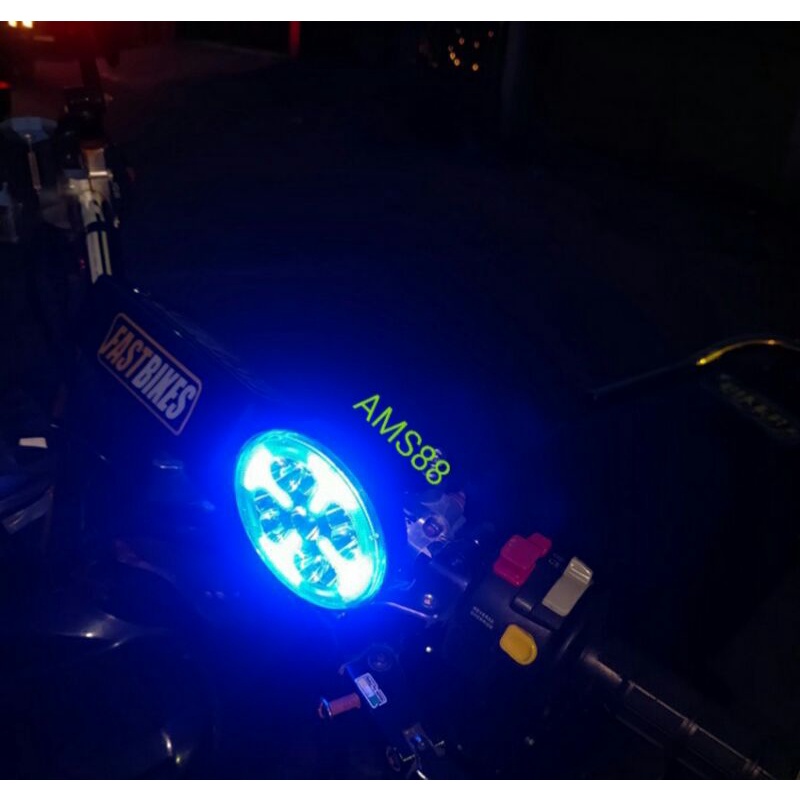 Lampu Tembak Sorot Led Breket Spion 9 Mata Bulat New Model SpionLamp Led Biru Merah Lampu motor