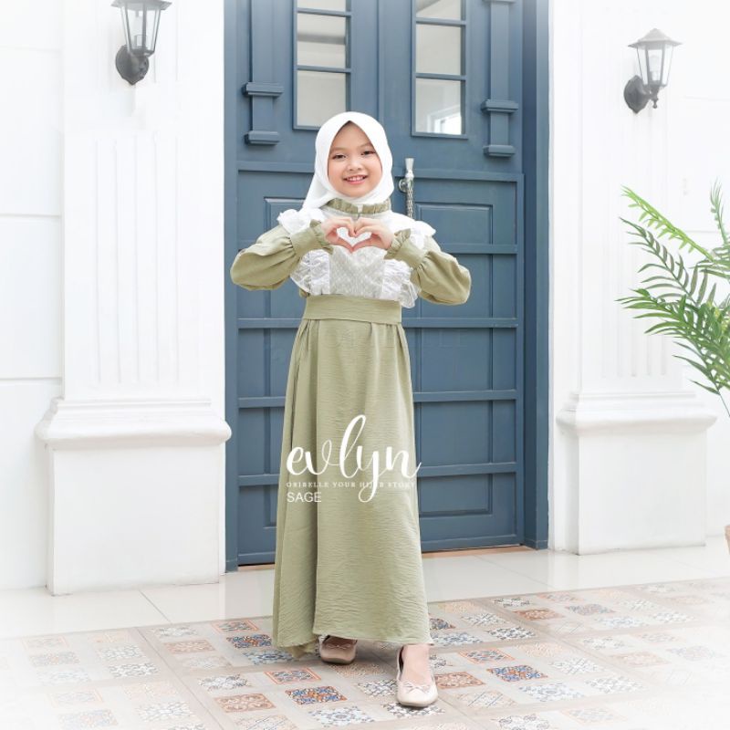 DRESS KIDS MIX TILEDOT TERBARU/EVLYN KIDS ORIBELLE/GAMIS MUSLIM ANAK TERBARU/DRESS TILEDOT KIDS/FAR MOSLEMSTORE