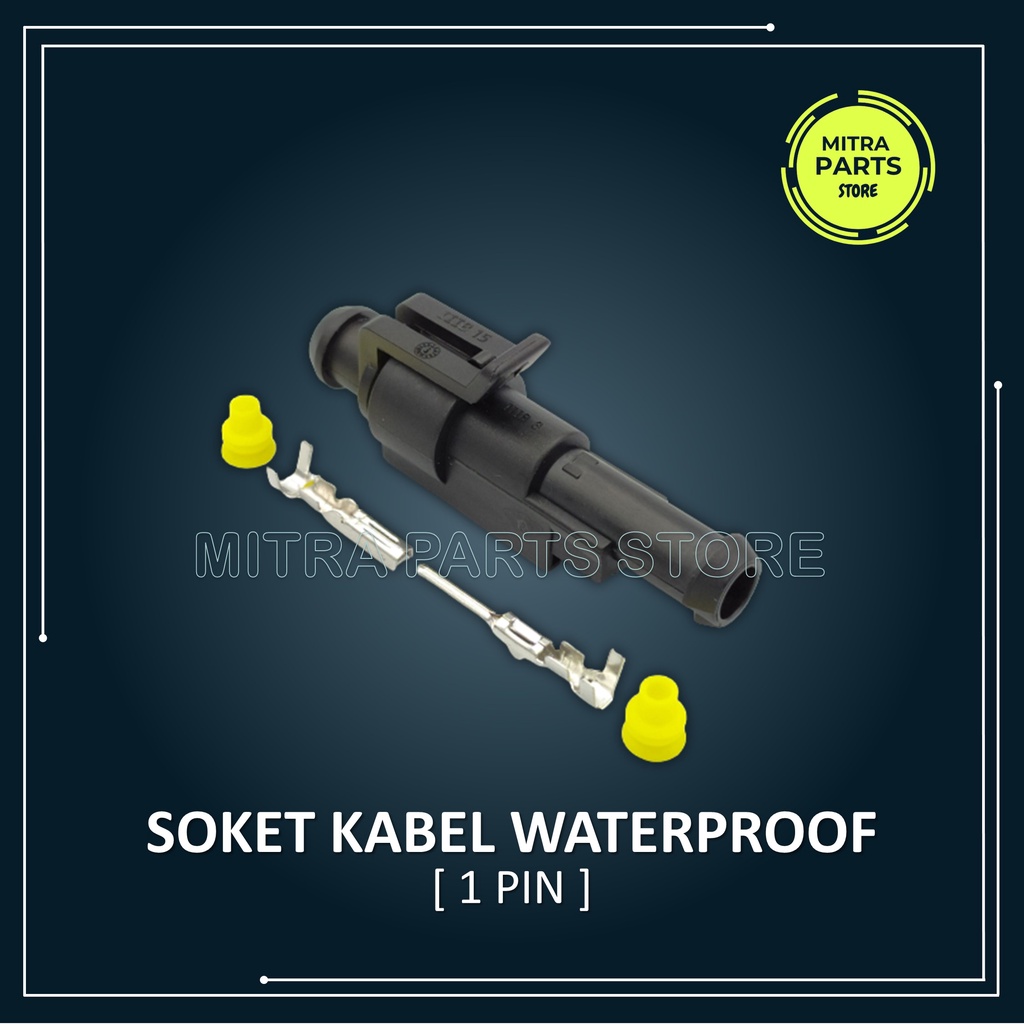 Soket Kabel Motor 1 Pin KECIL WATERPROOF isi 5 SET lengkap dengan Skun dan Karet anti Air