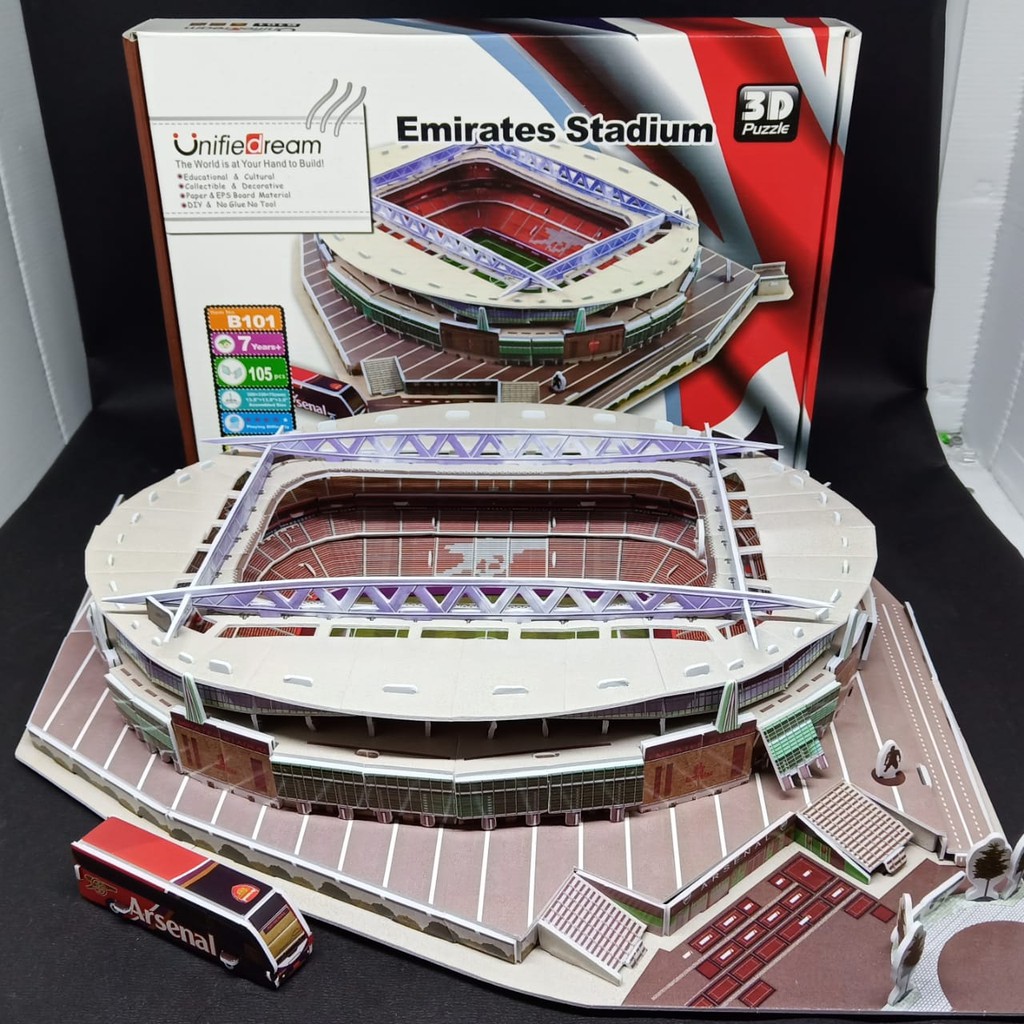 DIECAST STADION MINIATUR STADION SEPAK BOLA EMIRATES STADIUM MINIATUR LAPANGAN