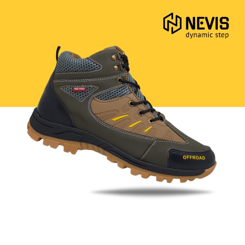 Sepatu Gunung Pria Nevis NVS 16 Original Boots Hiking Outdoor Kerja Lapangan Waterproof Anti Air Hitam 39-43