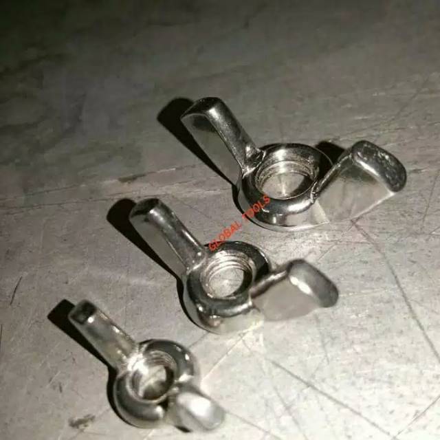 Wing nut stainless m4 mur kuping 4 mm wing nut 4mm mur kupu stainless mur baut rak baut 8 mur 8