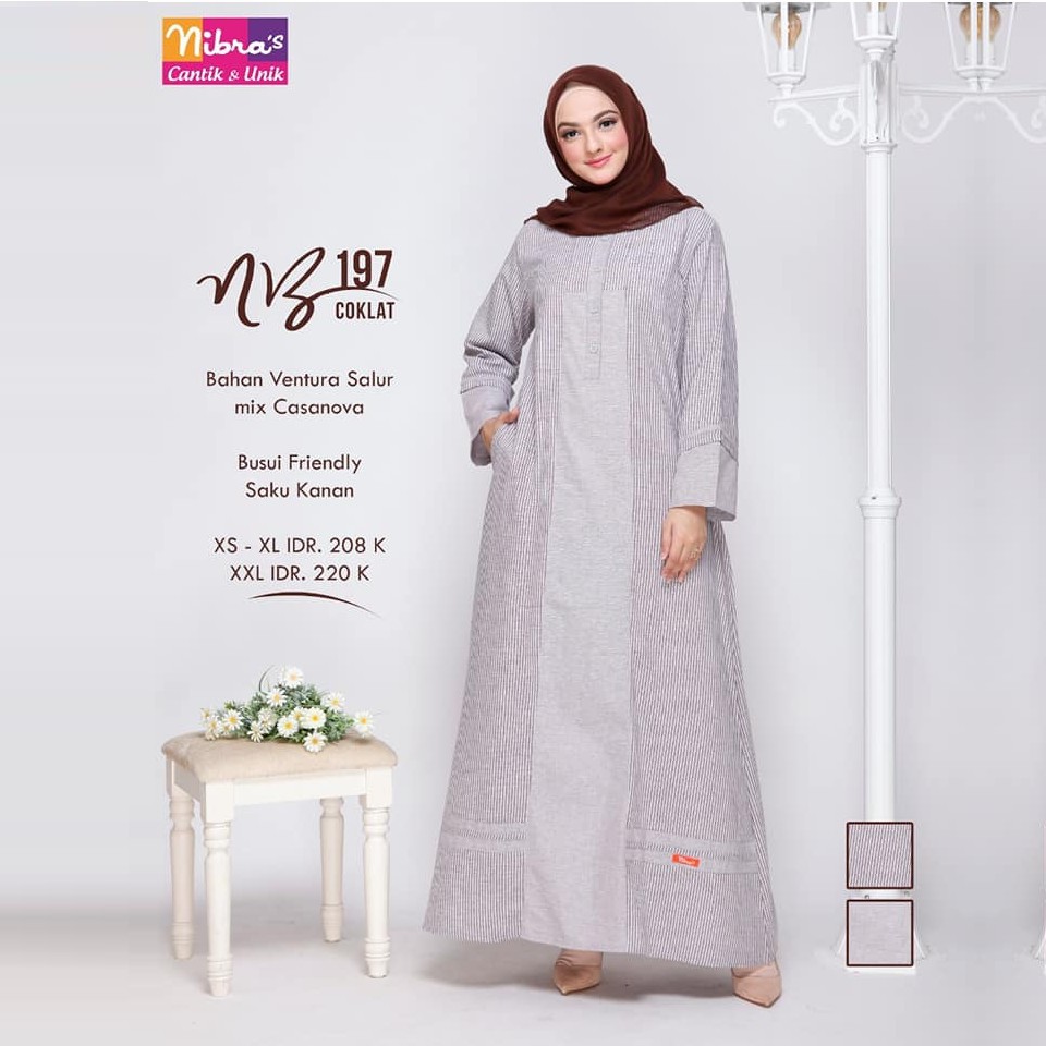 GAMIS NIBRAS NB 197 COKLAT | NIBRAS MOTIF SALUR