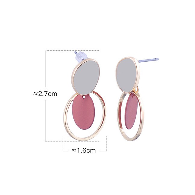 LRC Anting Tusuk Fashion Gold Drop Oil Geometric Circle Earrings F95527