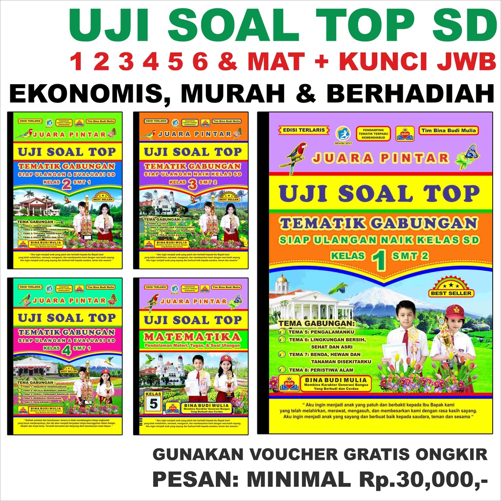 BUKU SOAL UJI SOAL TOP SD + Kunci Jawaban MATEMATIKA SD Kelas 1 Dan 4 KURIKULUM MERDEKA  2 3 5 6 K13