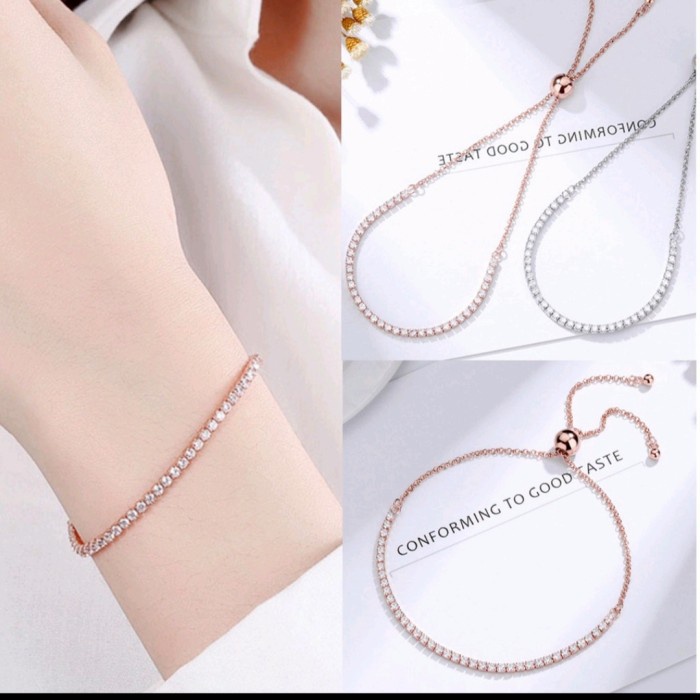 BISA COD Aksesoris Gelang Serut Bracelet Berlian Diamond Korea + Box Exclusive Kado Gift