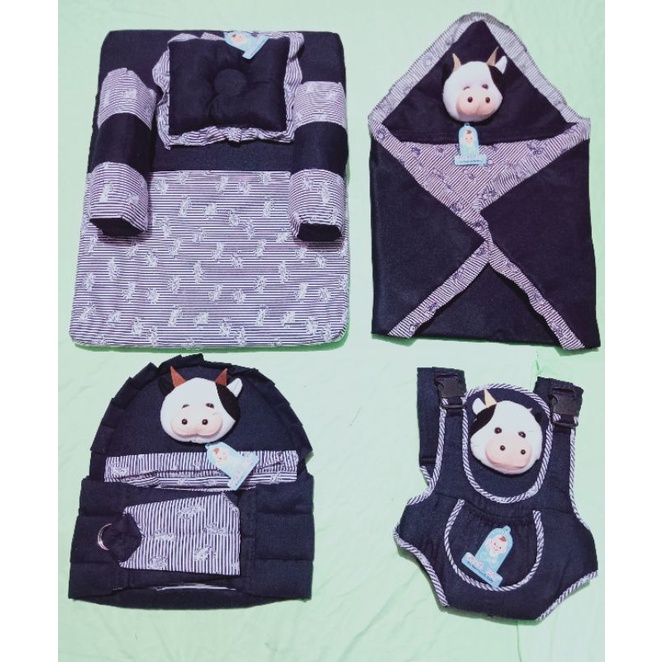 PAKET HEMAT 5 IN 1 SET PERLENGKAPAN BAYI TERMURAH (GRATIS 1 SET SARUNG TANGAN/ KAKI BAYI/-Navy tanpa tas