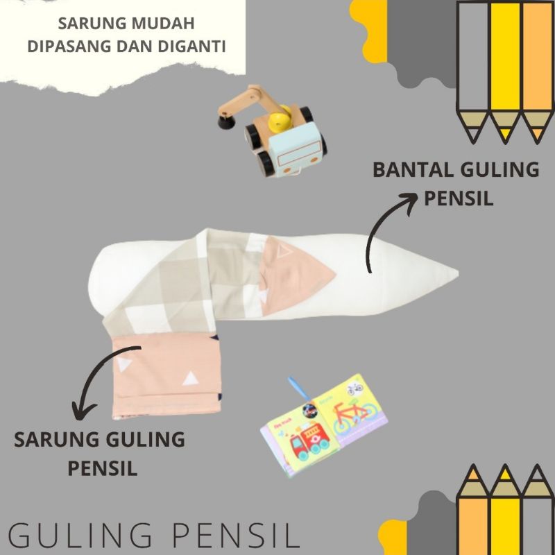 guling anak guling pensil + sarung guling pensil (sarung guling bisa dicopot)