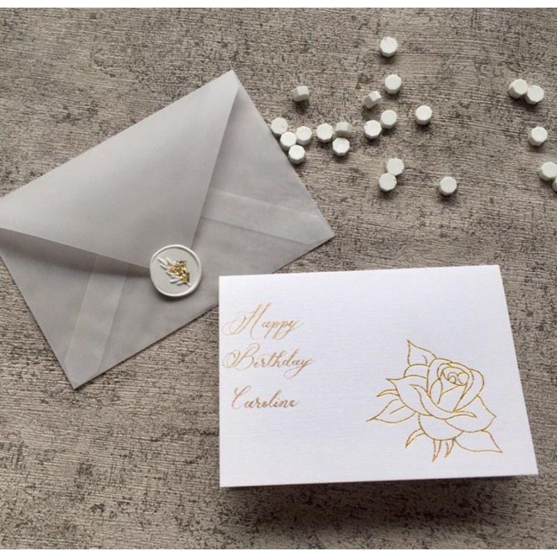 Custom Kartu Ucapan Ulang Tahun Pernikahan Greeting Card Calligraphy Kaligrafi Tulisan Handmade Happ