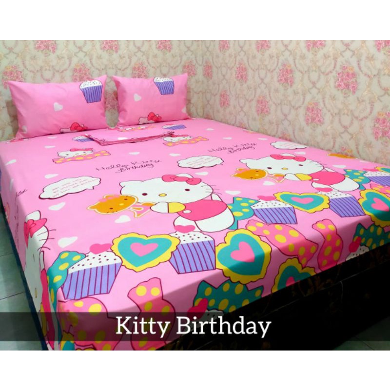 sprei motif karakter hello kitty