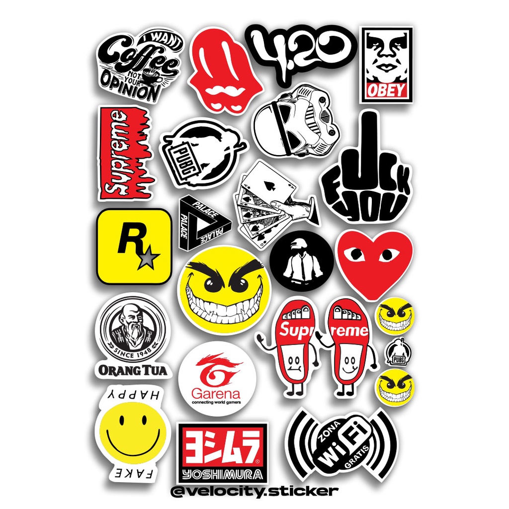 

STICKER PACK BRAND LOCAL HYPE GARENA - STIKER AESTHETIC LAPTOP, AKSESORIS HP, ANTI AIR, MOTIF,HELM,TUMBLER