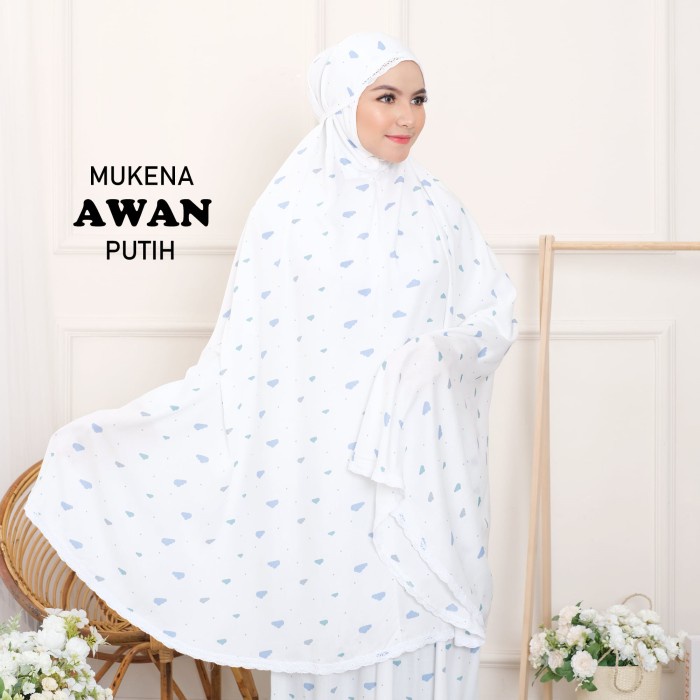 Mukena Dewasa Traveling Kerut Kening Sakeena Best Seller Putih Bali H6B8 Katun Parasit Jumbo Nyaman 