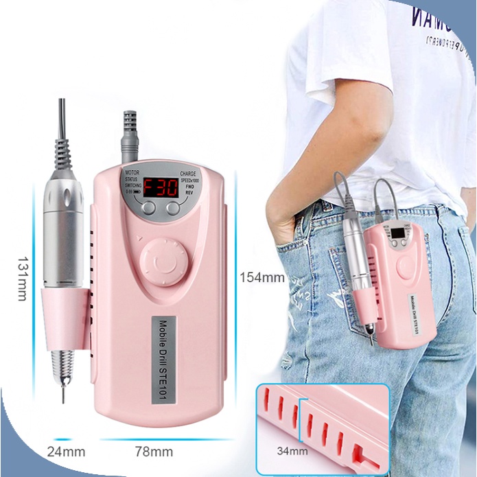 Alat Kikir Kuku Elektrik 30000 Rpm Portable Rechargeable Nail Drill Polisher Grinding Untuk Manicure / Nail Art