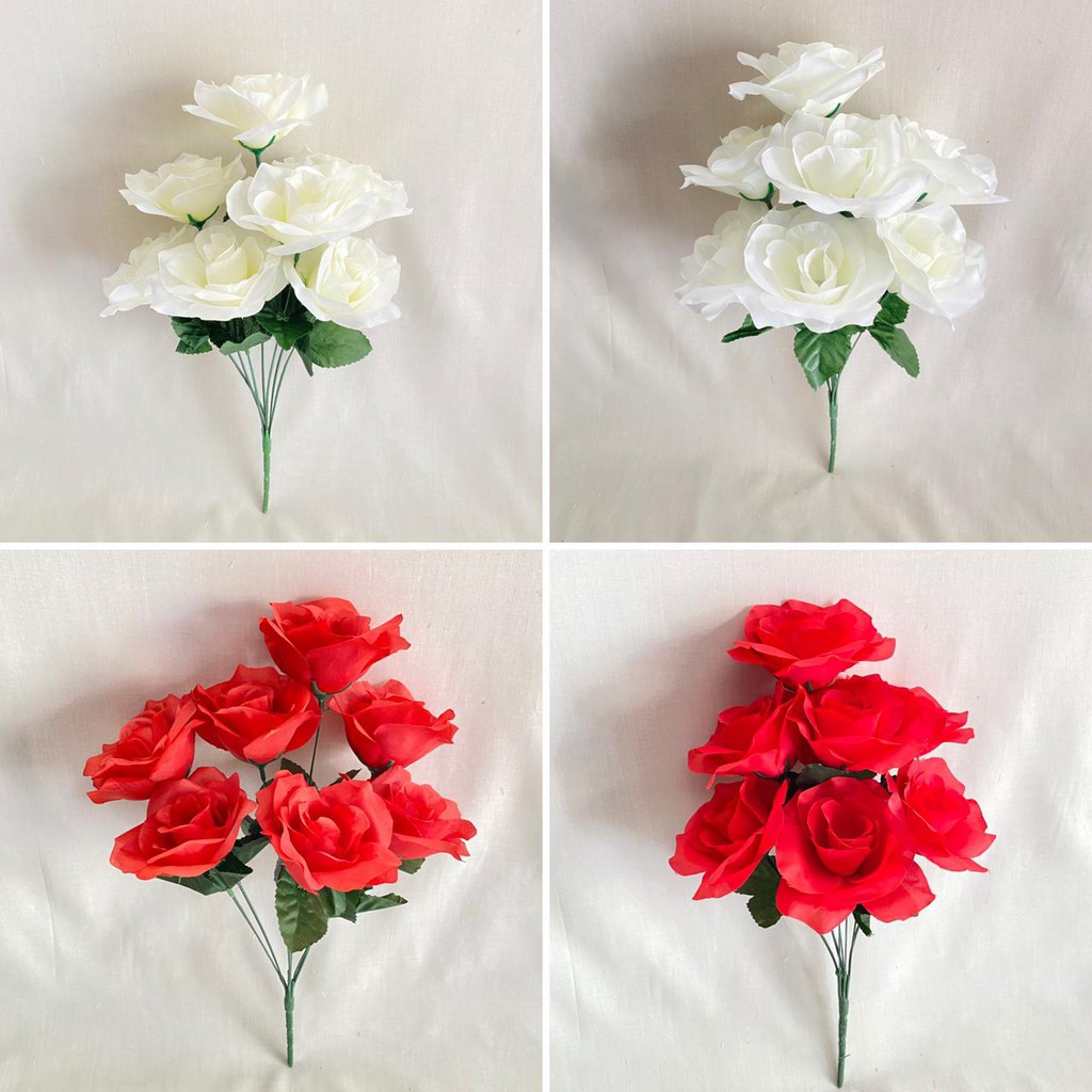 Bunga Mawar Rose Dekor X7 (satuan) Bunga Artificial / Bunga Plastik / Bunga Dekorasi / Pernikahan-2