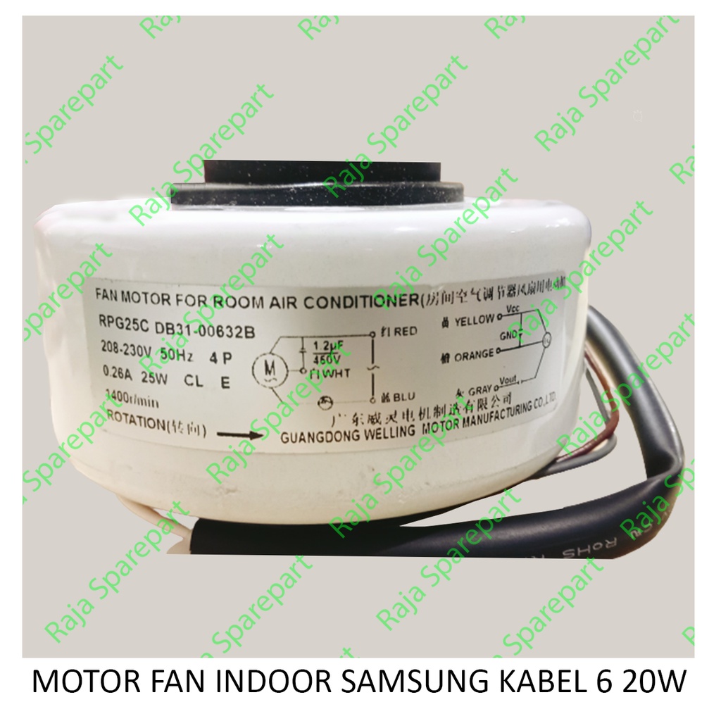 Motor Fan Indoor AC Kabel 6 Samsung 20 Watt (Ukuran ada di gambar)