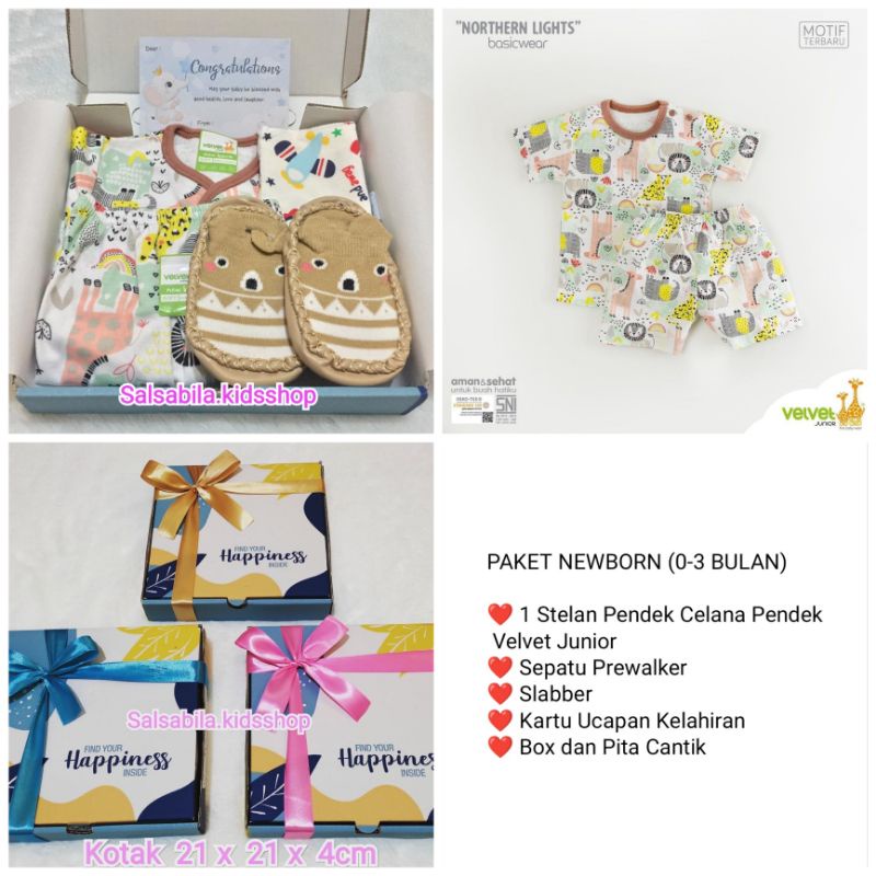 HAMPERS BAYI NEWBORN VELVET JUNIOR / KADO LAHIRAN BAYI MURAH-PAKET STELAN PDK F