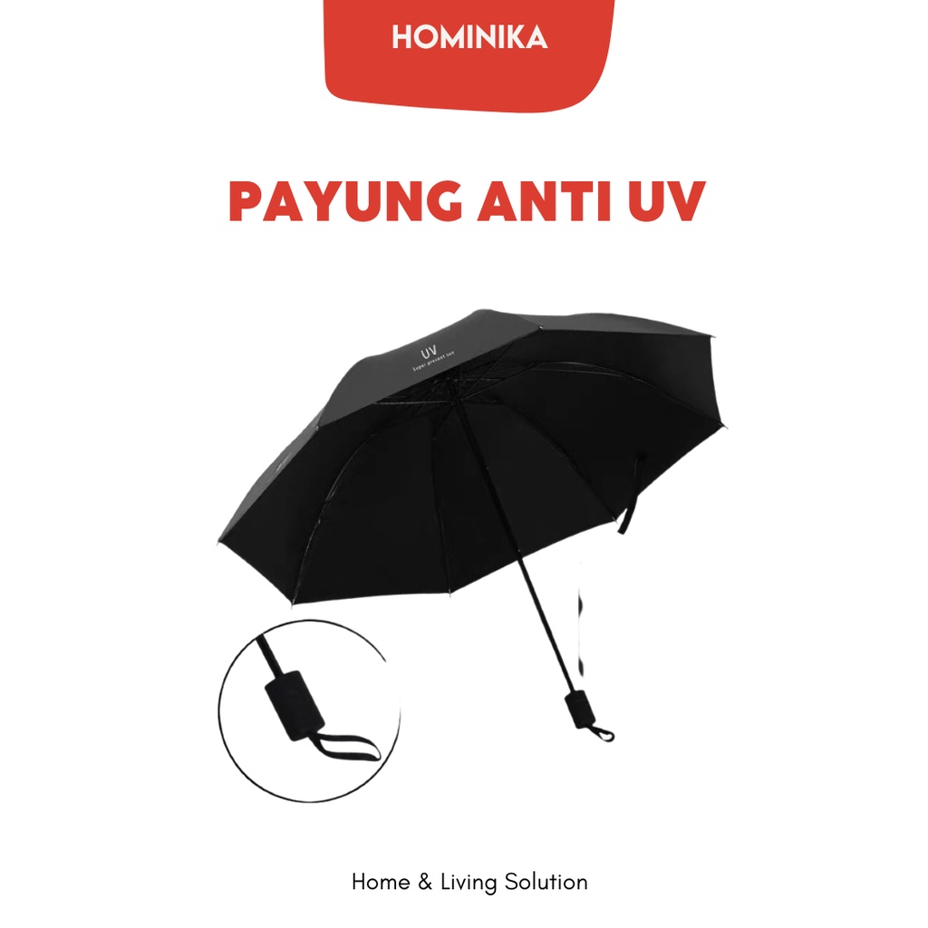 Payung Anti UV HMN42 Lipat Mini Hitam Murah